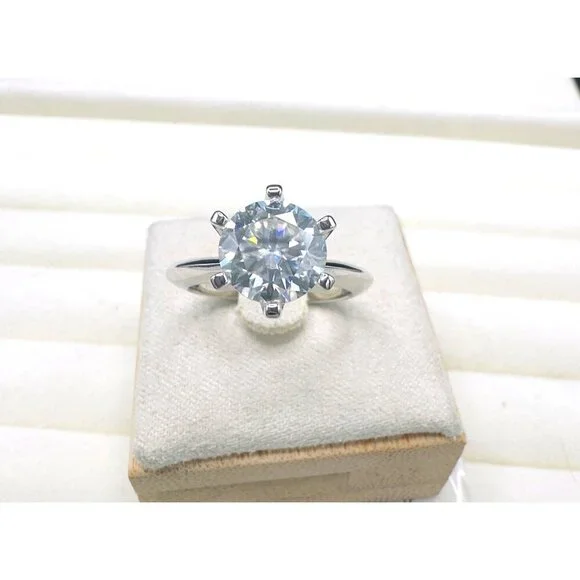 Moissanite Solitaire Engagement Ring 3.0Ct 9Mm Size 7 GRA Certified - Picture 7 of 12
